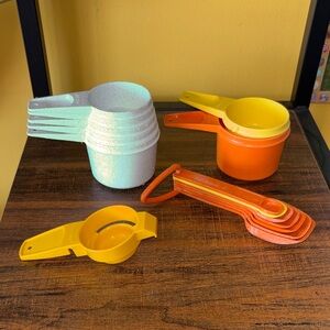 Vintage Tupperware Orange and Yellow Measuring Cups